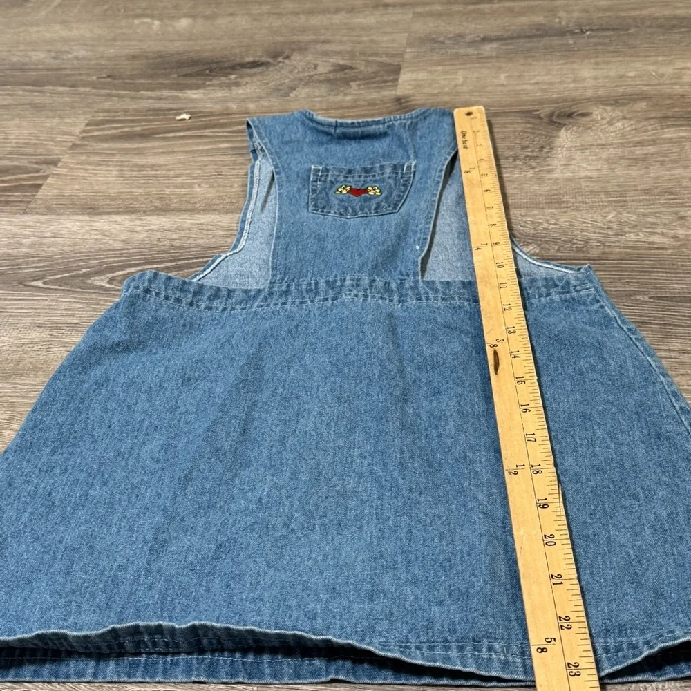Vintage Sonoma Floral embroidered Blue Denim Kids girls Casual Dress pockets 6x - Picture 6 of 8